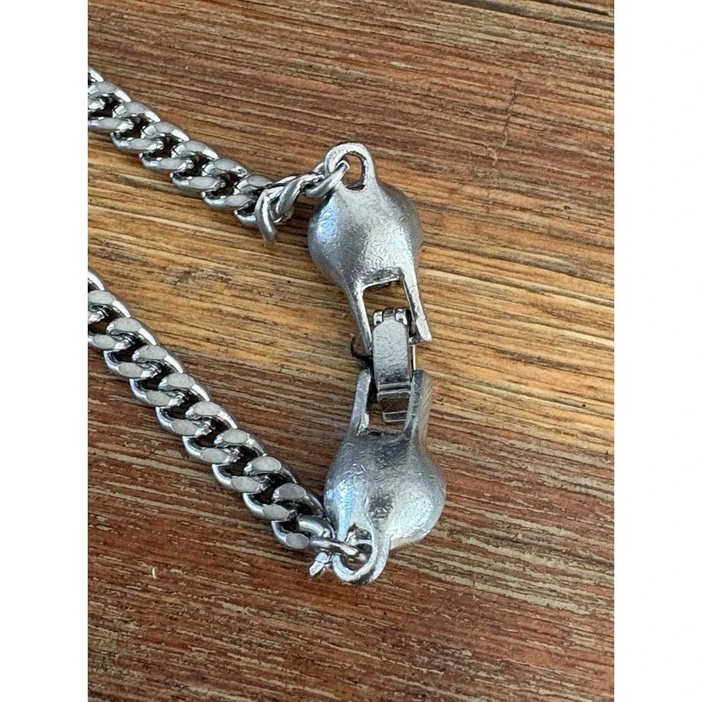 VTG Givenchy Silver Tone Station Chain Necklace‎ Diamond Rhinestone Signed 38